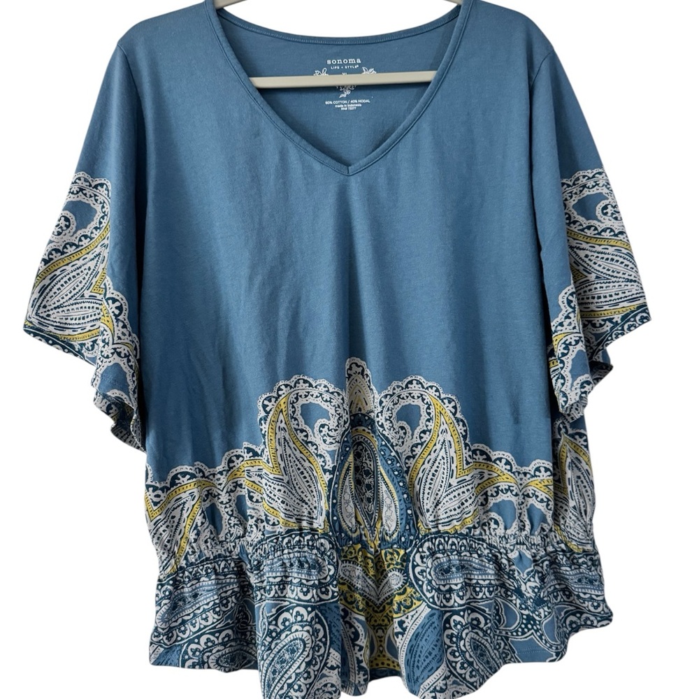 Sonoma Blue and Yellow Paisley Blouse